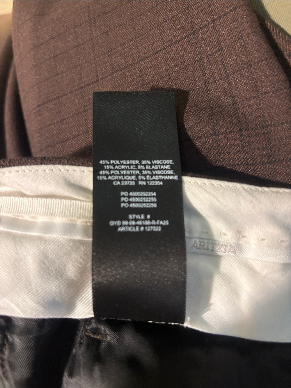 Aritzia The Effortless Pant Size 4R Brown Black Plaid - Picture 5 of 5
